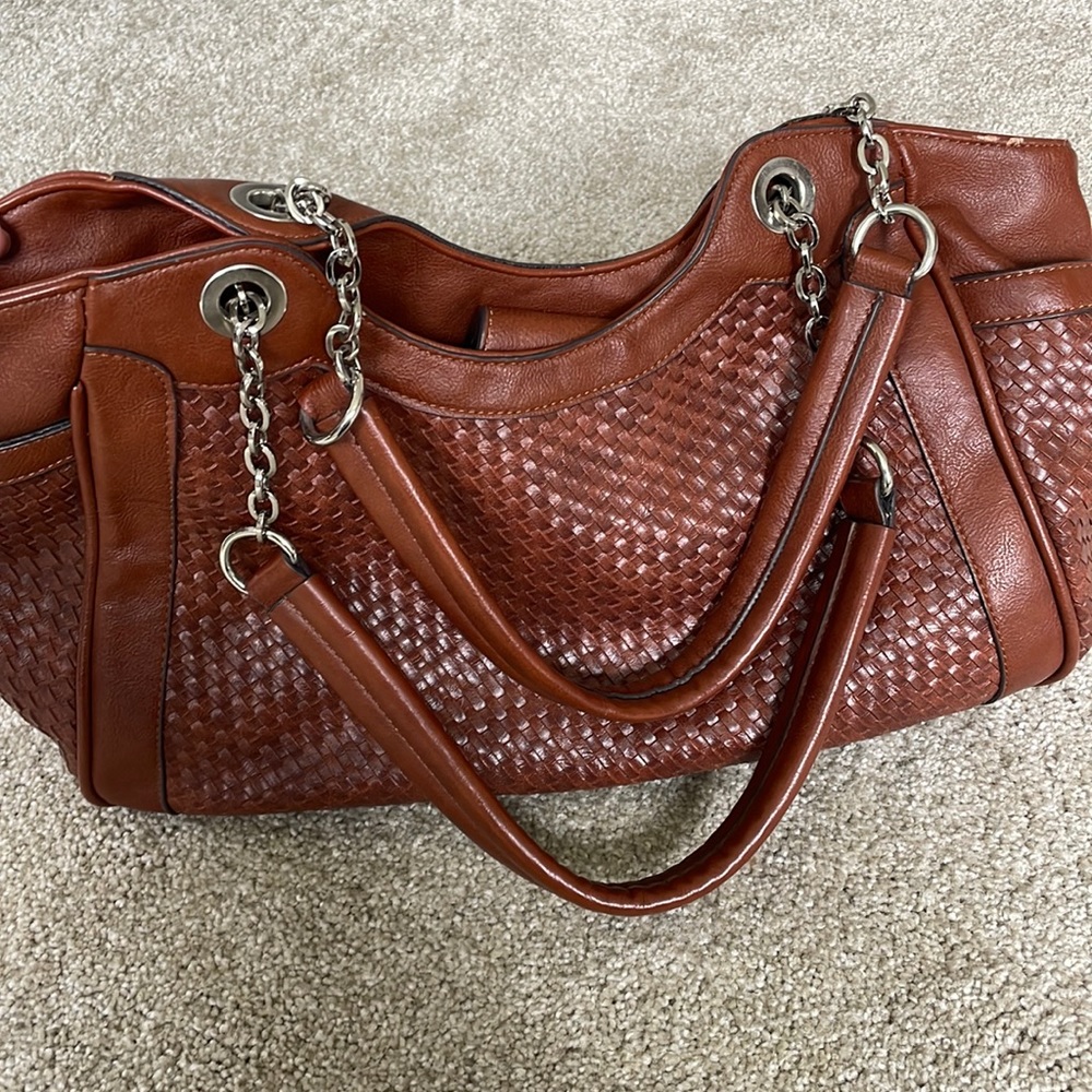 Cognac weave purse